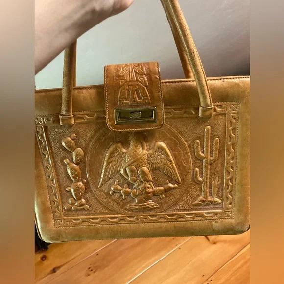 Vintage Mexican Leather Purse 👜 Tote - Picture 5 of 14